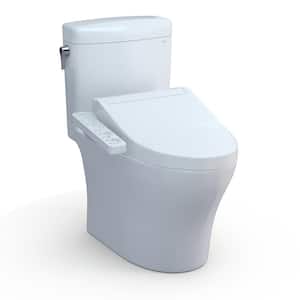 Aquia IV Cube 2-piece 0.9/1.28 GPF Dual Flush Elongated Comfort Height Toilet in. Cotton White C2 Washlet Seat Included