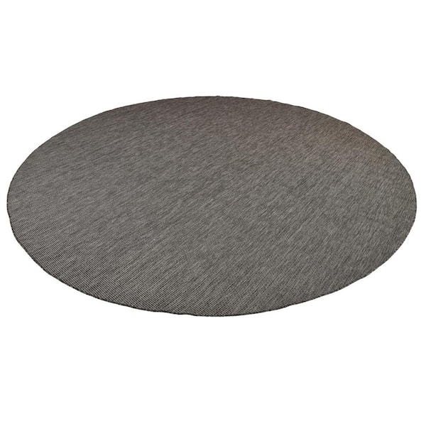 Outdoor Solid Black 13 ft. Round Indoor/Outdoor Area Rug