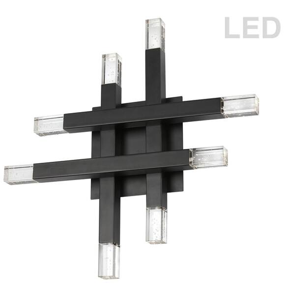 Dainolite Francesca 32-Watt Matte Black Integrated LED Wall Sconce with Frosted Acrylic