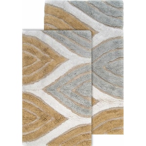 Davenport Antique Gold 21 in. x 34 in. and 24 in. x 40 in. Cotton 2-Piece Bath Rug Set