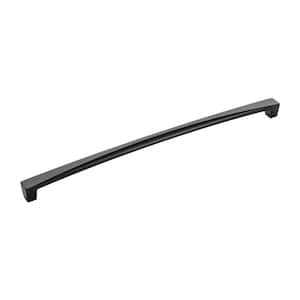 Crest Collection Pull 12 Inch Center to Center Matte Black Finish Modern Bar Pull Zinc