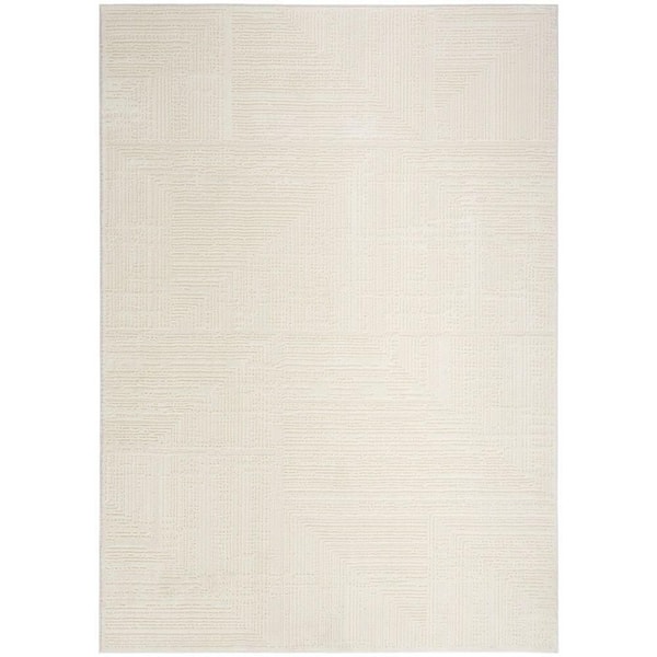 Eco-Friendly Ivory 5 ft. x 7 ft. Abstract Contemporary Area Rug