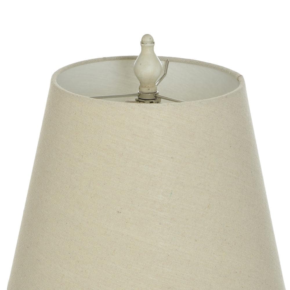 Distressed Cream Polyresin Table Lamp with Fabric Shade, 24" Height