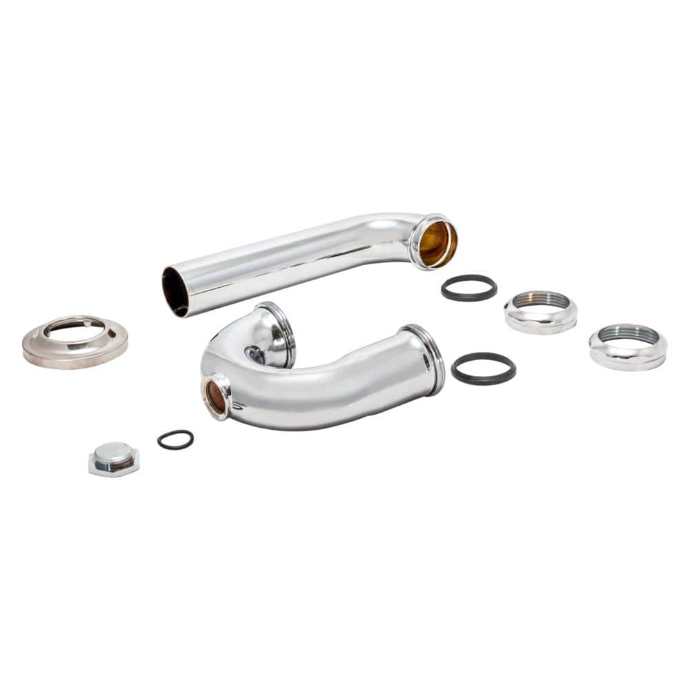 Chrome Brass 1-1/2" P-Trap with Flange and Cleanout
