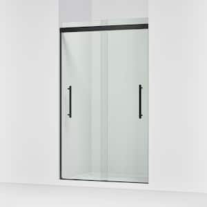 Pleat 45-48 in. W x 79 in. H Frameless Sliding Shower Door in Matte Black with 5/16 in. Thick Crystal Clear Glass