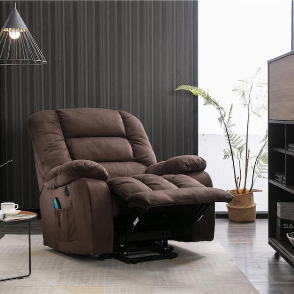 TARTOP Electric Power Clearance, Home Theater USB Port, Thick Back Cushion,  Ergonomic Narrow Recliner Chair for Small Spaces,Dark Brown