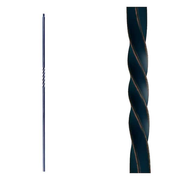 EVERMARK Stair Parts 44 in. x 1/2 in. Oil Rubbed Bronze Single Twist Iron Baluster for Stair Remodel