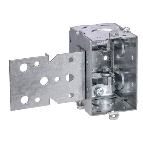 Southwire 3 in. H x 2 in. W x 2-1/2 in. D Steel Metallic 1-Gang Switch Box, Three 1/2 in. Ko, MC/BX Clamps and B Bracket, 1-Pack