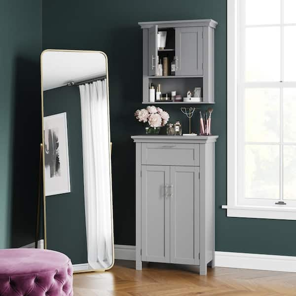 RiverRidge Somerset 26-in x 70-in x 18.31-in White Freestanding Corner  Linen Cabinet