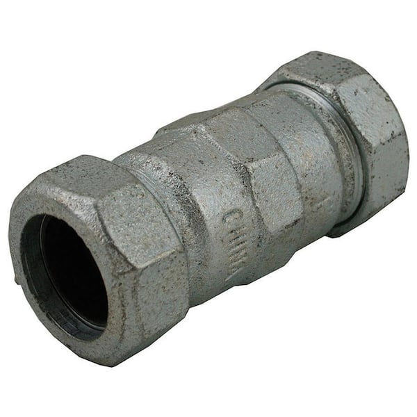 JONES STEPHENS 1 in. IPS Malleable Iron Compression Coupling, Long Pattern (3-7/8 in. Body Length) for IPS and Schedule 40 Pipe Repair