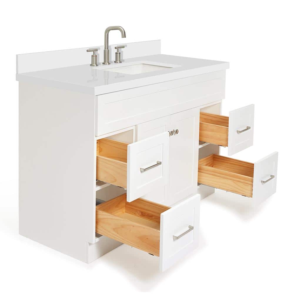 White 49" Freestanding Single Basin Vanity with Quartz Top