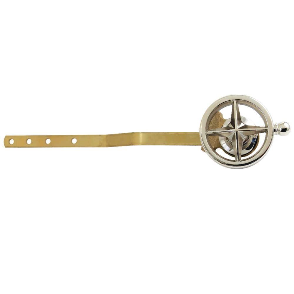 Levante Front Mount Toilet Tank Lever with Knurled Handle in Polished Nickel