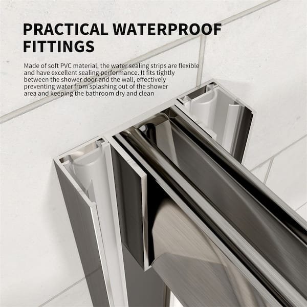Modern 60 in. W x 74 in. H Double Sliding Frameless Shower Door in Nickel Finish with 5/16 in. (8mm) Clear Glass