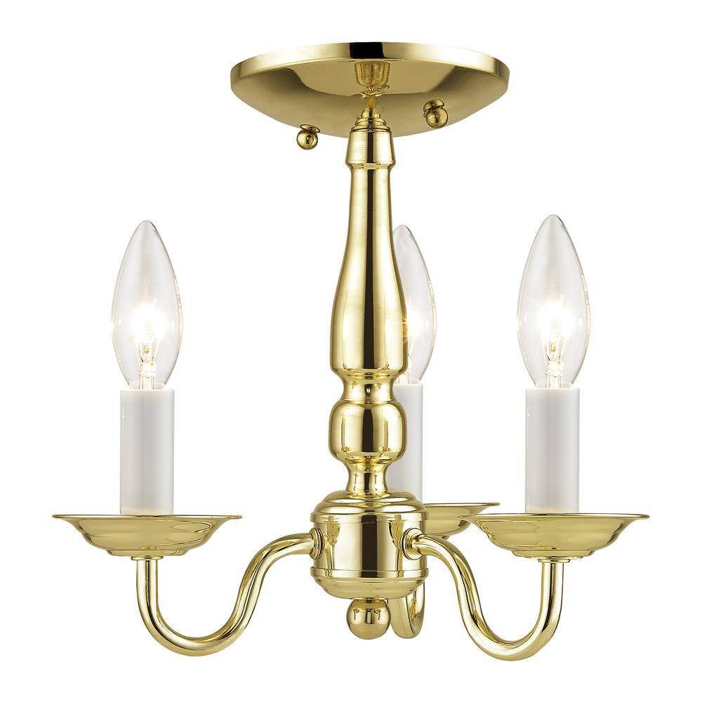 Williamsburgh 3-Light Polished Brass Mini Chandelier for Indoor/Outdoor