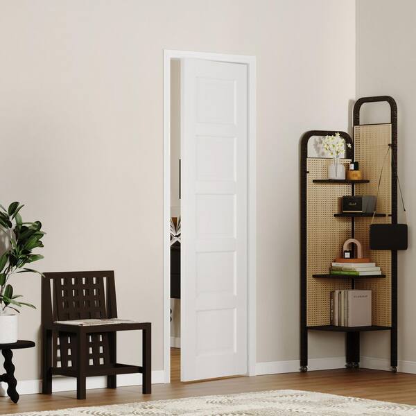 24 in. x 80 in. 5 Panel, MDF, Composite, Solid Core, Pre-assembled Panel White Primed Interior Door Slab