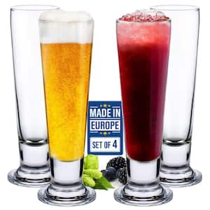 14 oz Beer Glasses Set Tall Footed Pilsner Glass, Pint Beer Drinking Set Lead-Free Brewery Tumblers Craft (4-Piece)