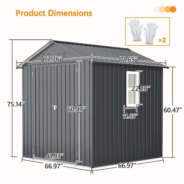 Thanaddo 6 ft. W x 6 ft. D Outdoor Black Metal Tool Storage Shed