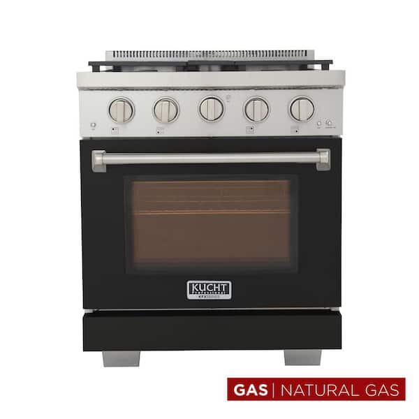 30 in. 4.2 cu. ft. 4-Burners Freestanding Natural Gas Range and Convection Oven in Black with True Simmer Burners