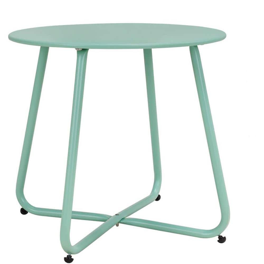 18 in. Metal Outdoor Side Table in Macaron Blue