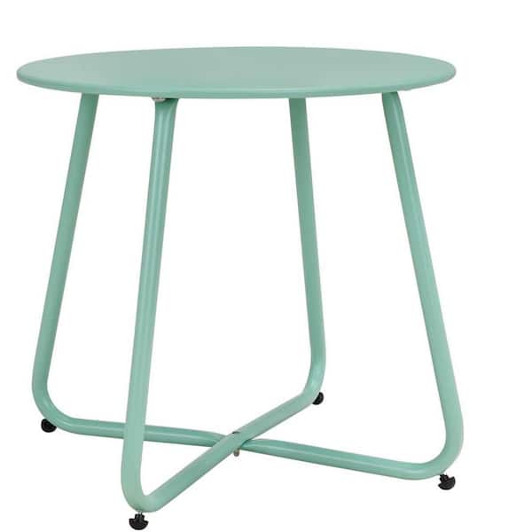 Unbranded 18 in. Metal Outdoor Side Table in Macaron Blue