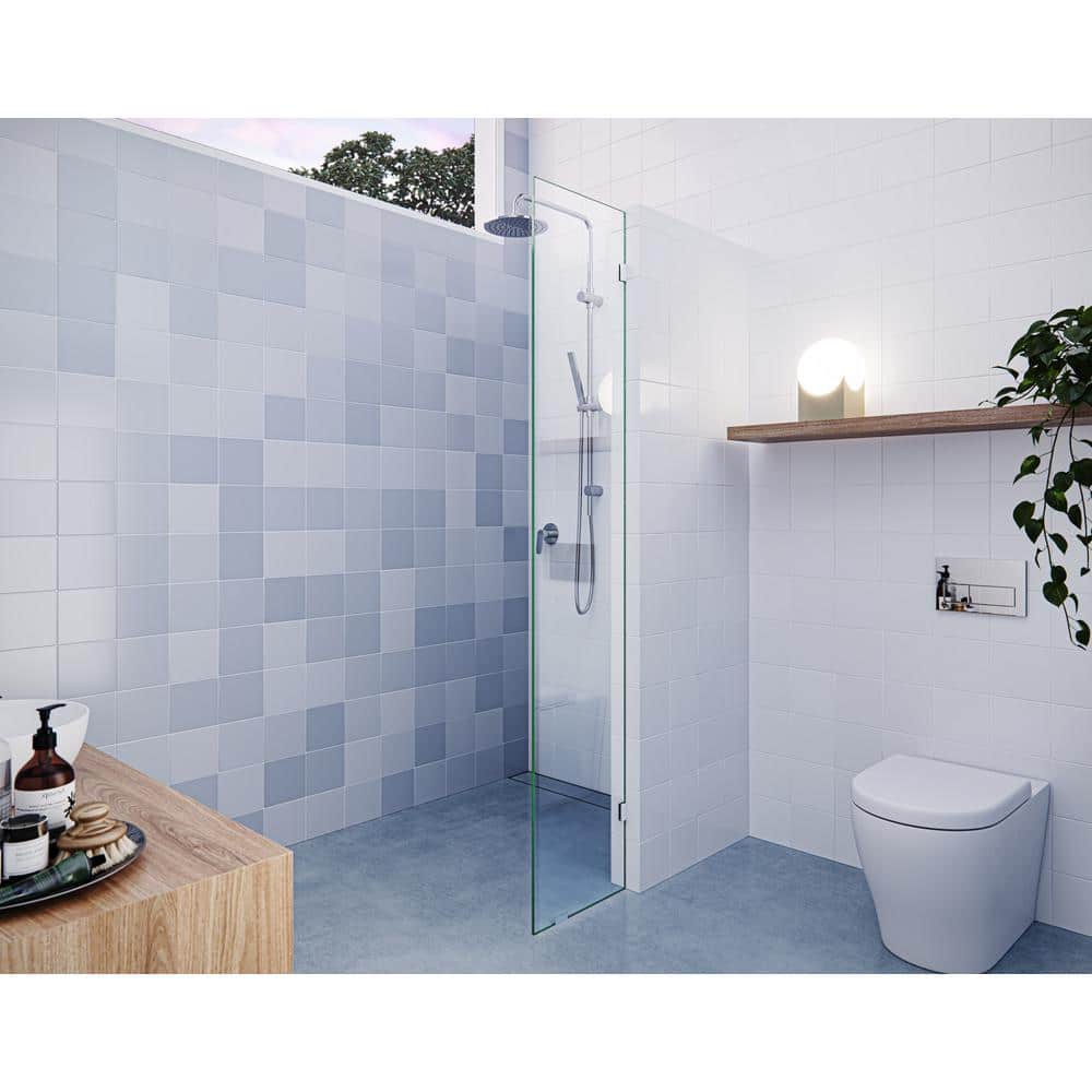 Vela 78" Frameless Glass Shower Panel with Chrome Hardware