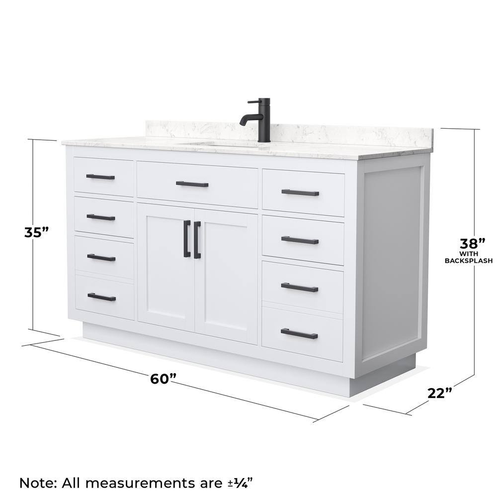 Beckett 60'' White Single Bathroom Vanity with Cultured Marble Top