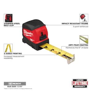 16 ft. x 1-3/16 in. Compact Wide Blade Tape Measure with 15 ft. Reach
