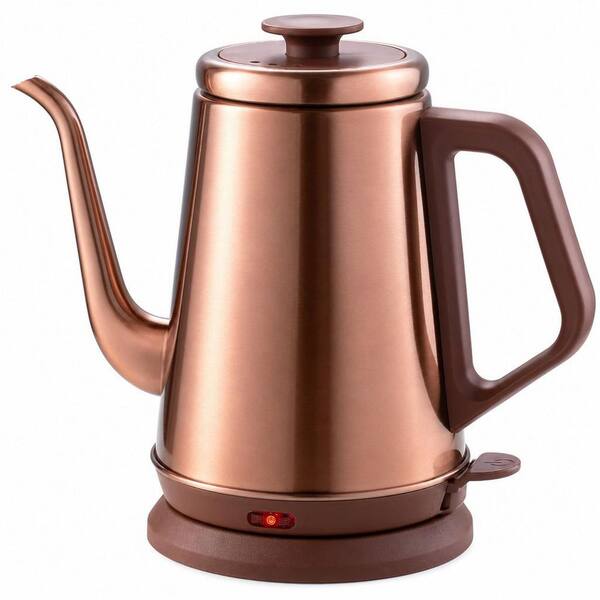 4-Cup Copper Gooseneck Electric Kettle, Stainless Steel Tea Kettle with Auto Shut-Off Protection