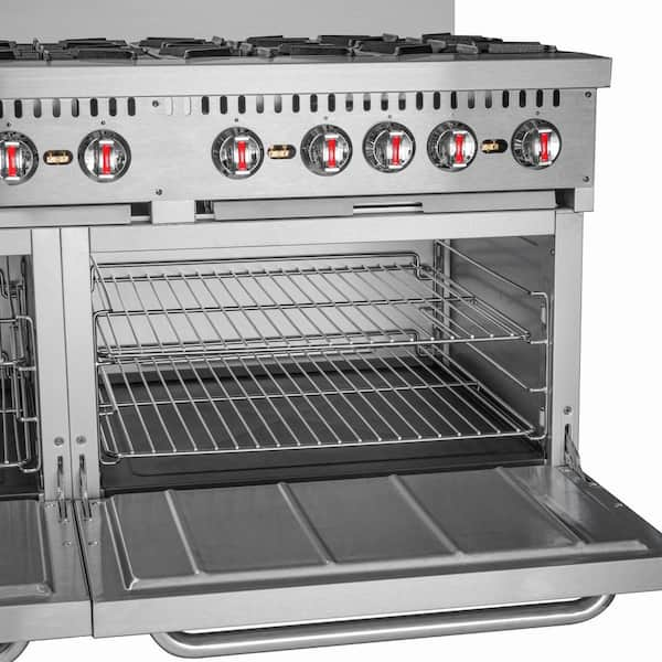 Cooler Depot 60 in. 6 Burner Commercial Double Oven GAS Range and Griddle in. Stainless Steel, Silver