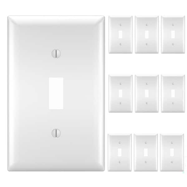 Pass and Seymour 1-Gang 1-Toggle Unbreakable Wall Plate, White (10-Pack)