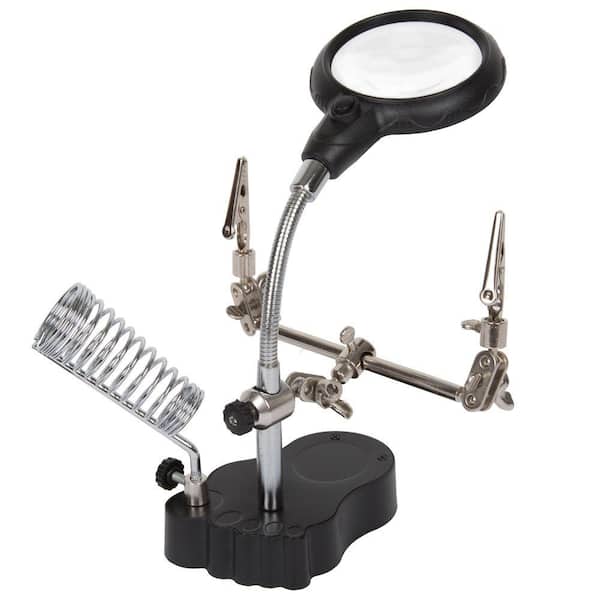 Stalwart 4.25 in. 2-LED 3.5x Helping Hand Magnifier with Alligator Clips