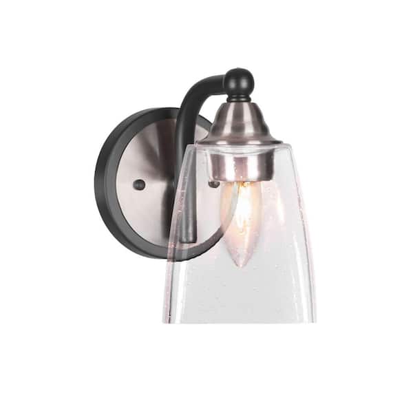 Unbranded Madison 4.5 in. 1-Light Matte Black and Brushed Nickel Wall Sconce with Standard Shade