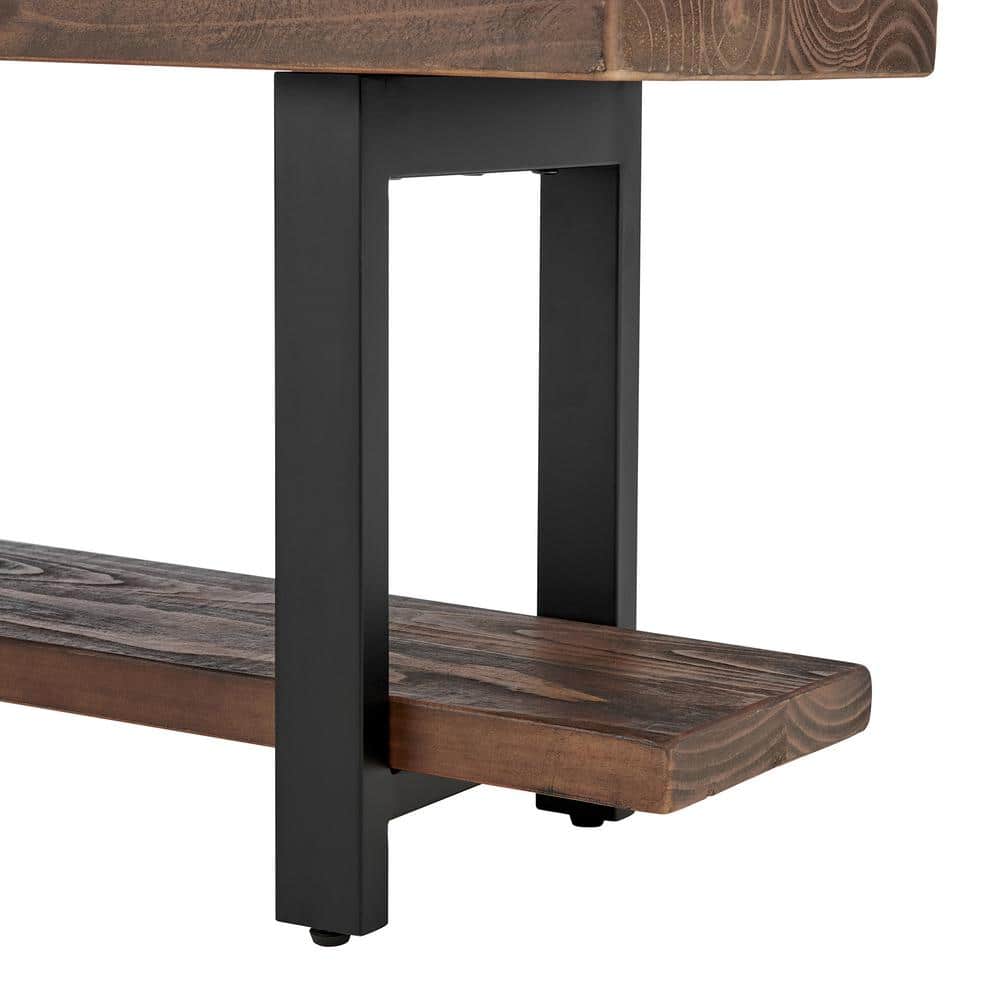Pomona Rustic Industrial Solid Pine and Metal Bench with Storage