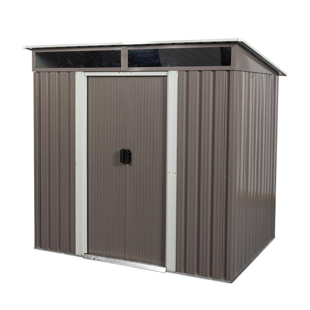 Charming 5 ft. W x 6 ft. D Outdoor Metal Gray Storage Shed with Transparent