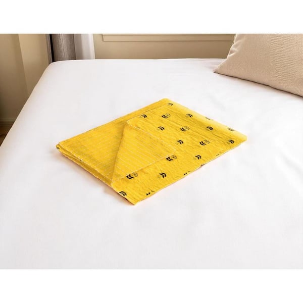 Black, Yellow Floral Cotton Throw Blanket