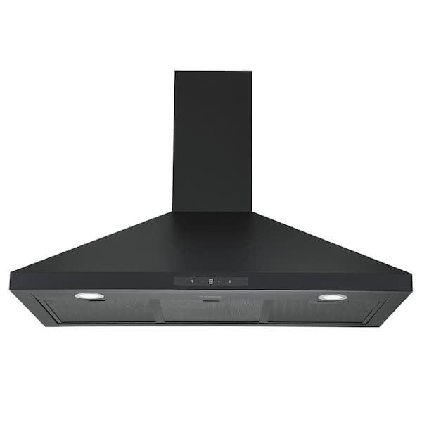 36 in. 450 CFM Convertible Wall Mount Range Hood in Black Stainless Steel