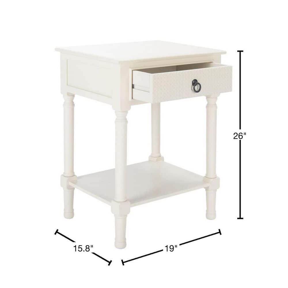 Haines White Wood 1-Drawer Accent Table with Storage