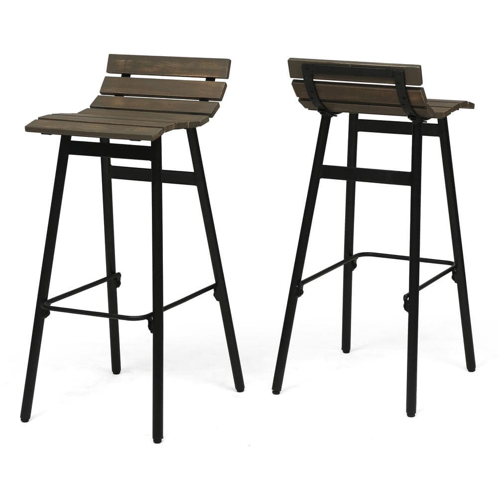 Reviews For Noble House Pepperwood 35 In Grey And Black Wooden Bar Stools Set Of 2 66297 The Home Depot