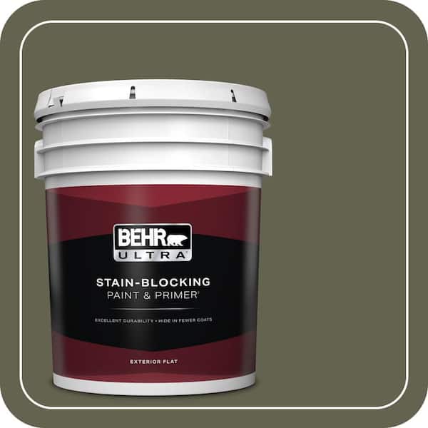 BEHR ULTRA 5 gal. #N350-7A Mountain Olive Flat Exterior Paint & Primer