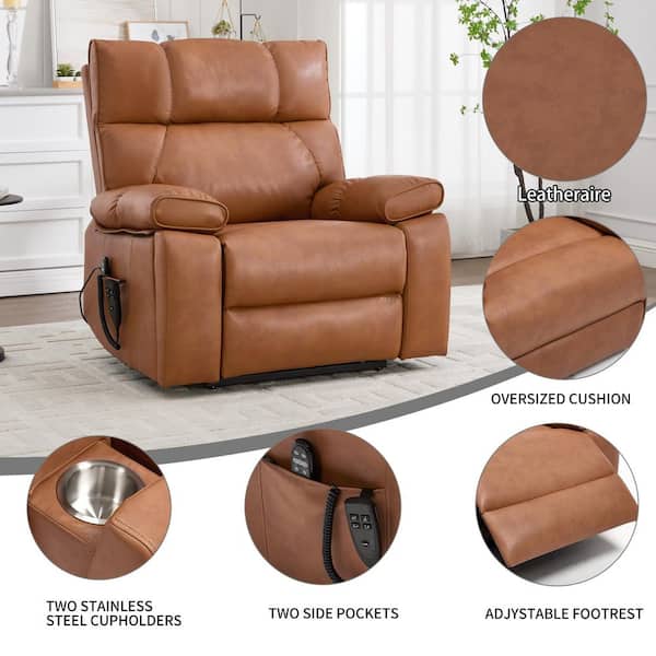 aisword Caramel Oversized Dual Motor Genuine Leather Power Lift