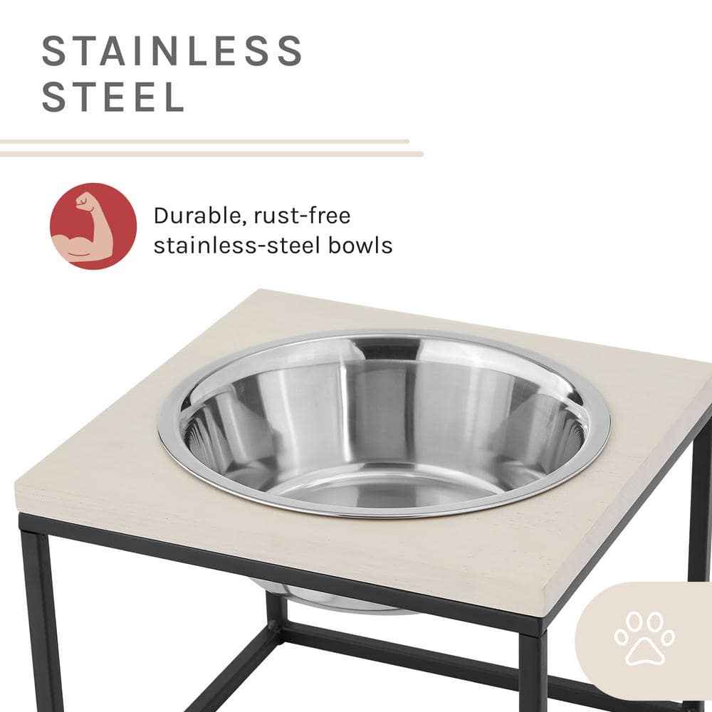Dan Elevated Stainless Steel Pet Bowl with Wood Frame