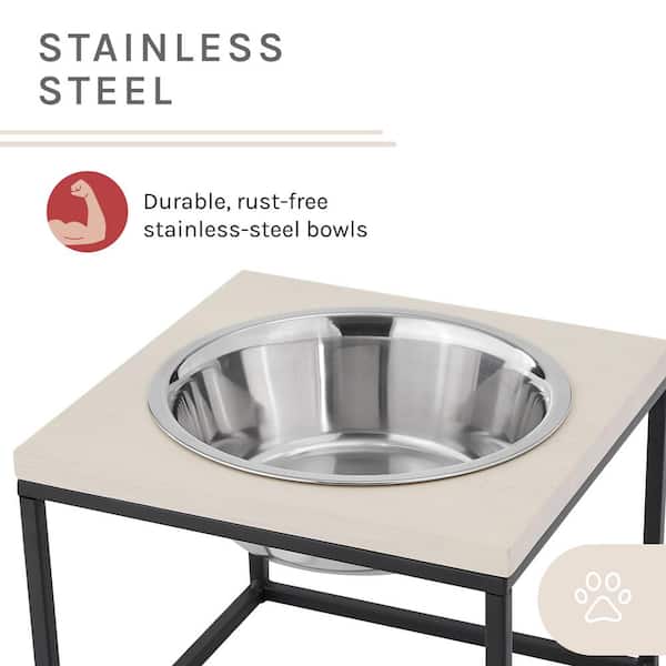 Elevated Dog And Cat Bowls - Decorative 6.5-inch-tall Raised Stand With 2  Stainless-steel Food And Water Bowls - Hold 40oz Each By Petmaker (black) :  Target