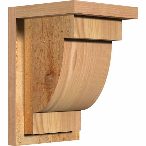 Ekena Millwork 8 in. x 8 in. x 12 in. Western Red Cedar Alpine Rough Sawn Corbel with Backplate