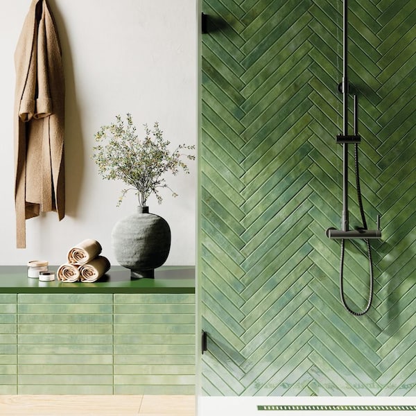 Scottsdale Green 2 in. x 18 in. Porcelain Floor and Wall Tile (7.42 sq. ft. /Case)
