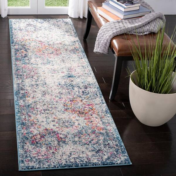 Madison Navy/Teal 2 ft. x 10 ft. Border Runner Rug