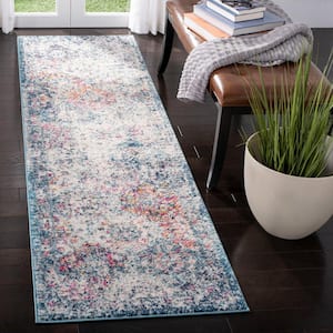 Madison Navy/Teal 2 ft. x 20 ft. Border Runner Rug