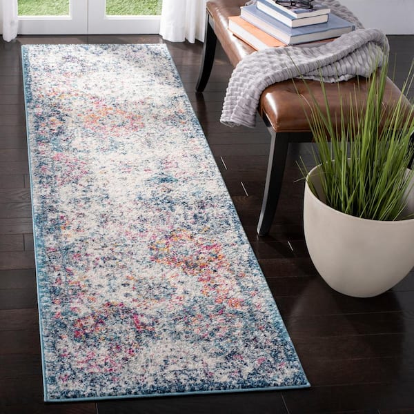 Madison Navy/Teal 2 ft. x 8 ft. Border Runner Rug