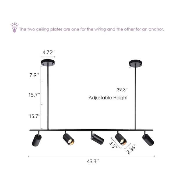 Black Flexible Track Lighting Cylinder Ceiling Spot Lighting Modern Hanging Track Lighting Industrial Pendant Light