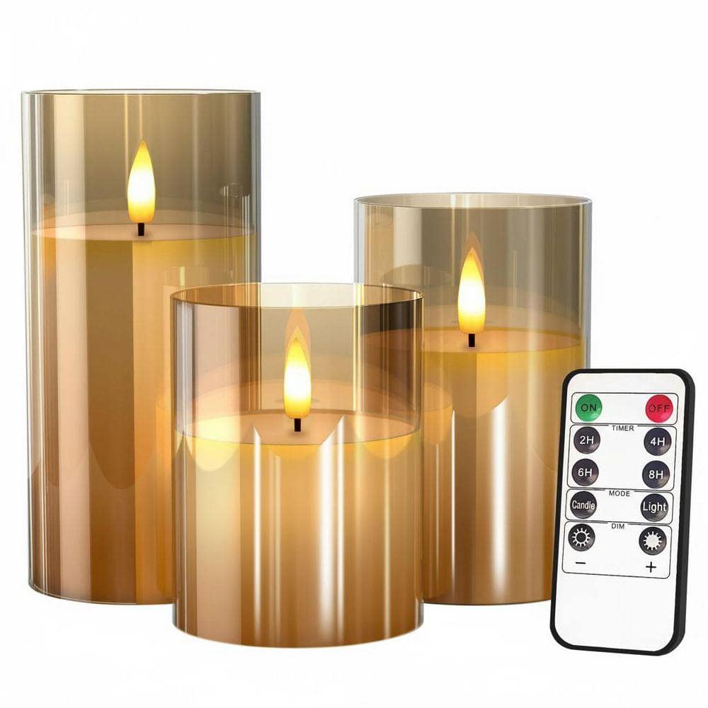 ignus flameless led candle | explore the candlelight... Gold Battery Powered Unscented Glass LED Flameless Candles with Remote ...