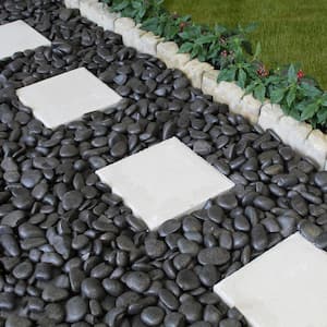 0.5 in. to 1.5 in., 20 lb. Small Black Grade A Polished Pebbles